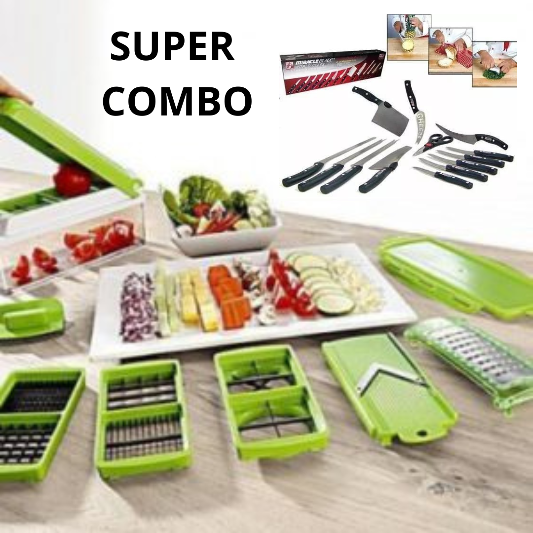 SUPER COMBO NICER DICER + SET DE CUCHILLOS 13 PIEZAS